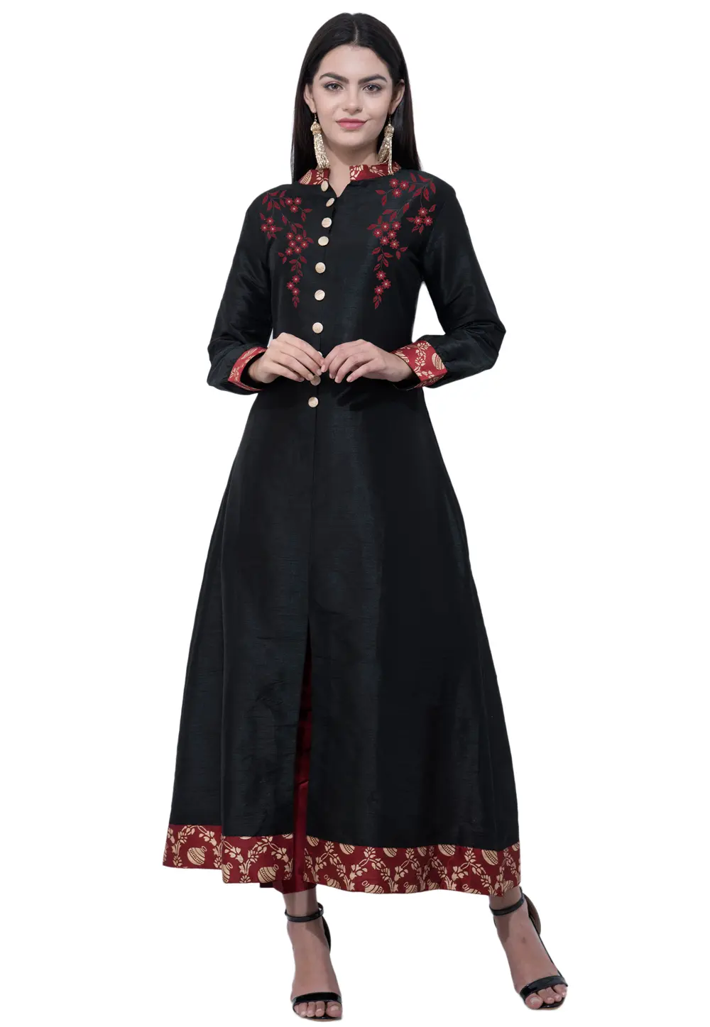 Black Dupion Silk Kurta Set With Pent 303173