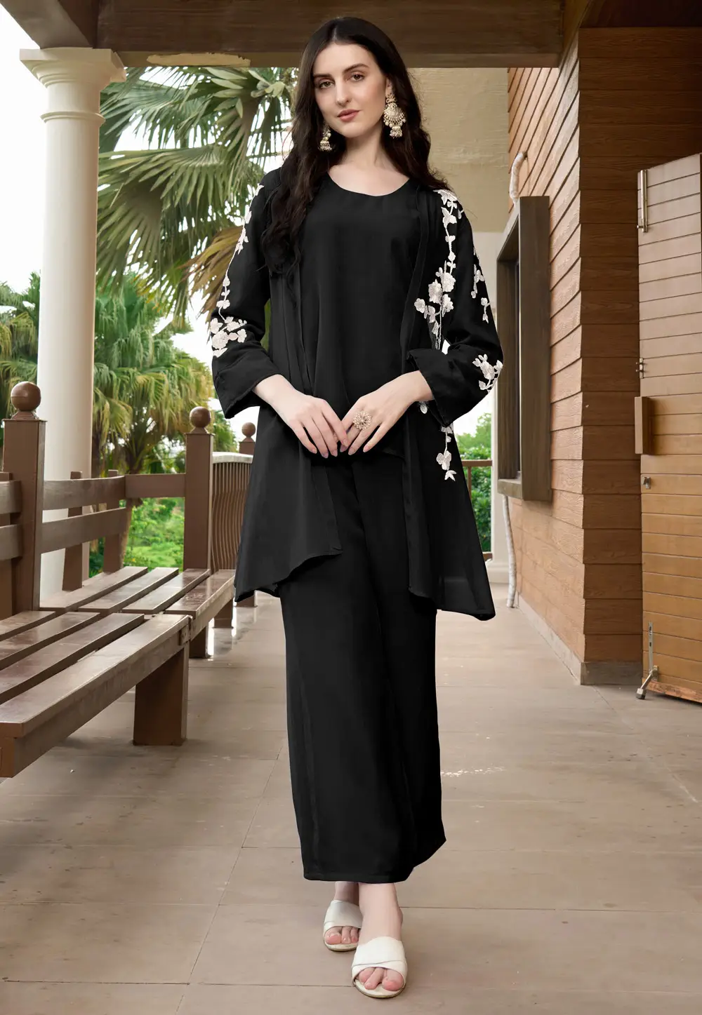 Black Georgette Co-Ords Set 296764