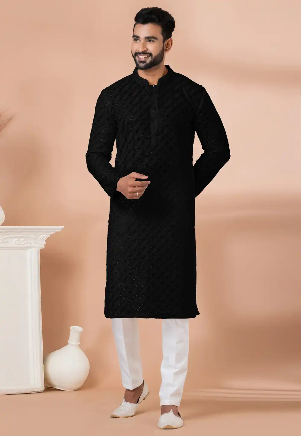 Black Georgette Kurta Pajama 291521