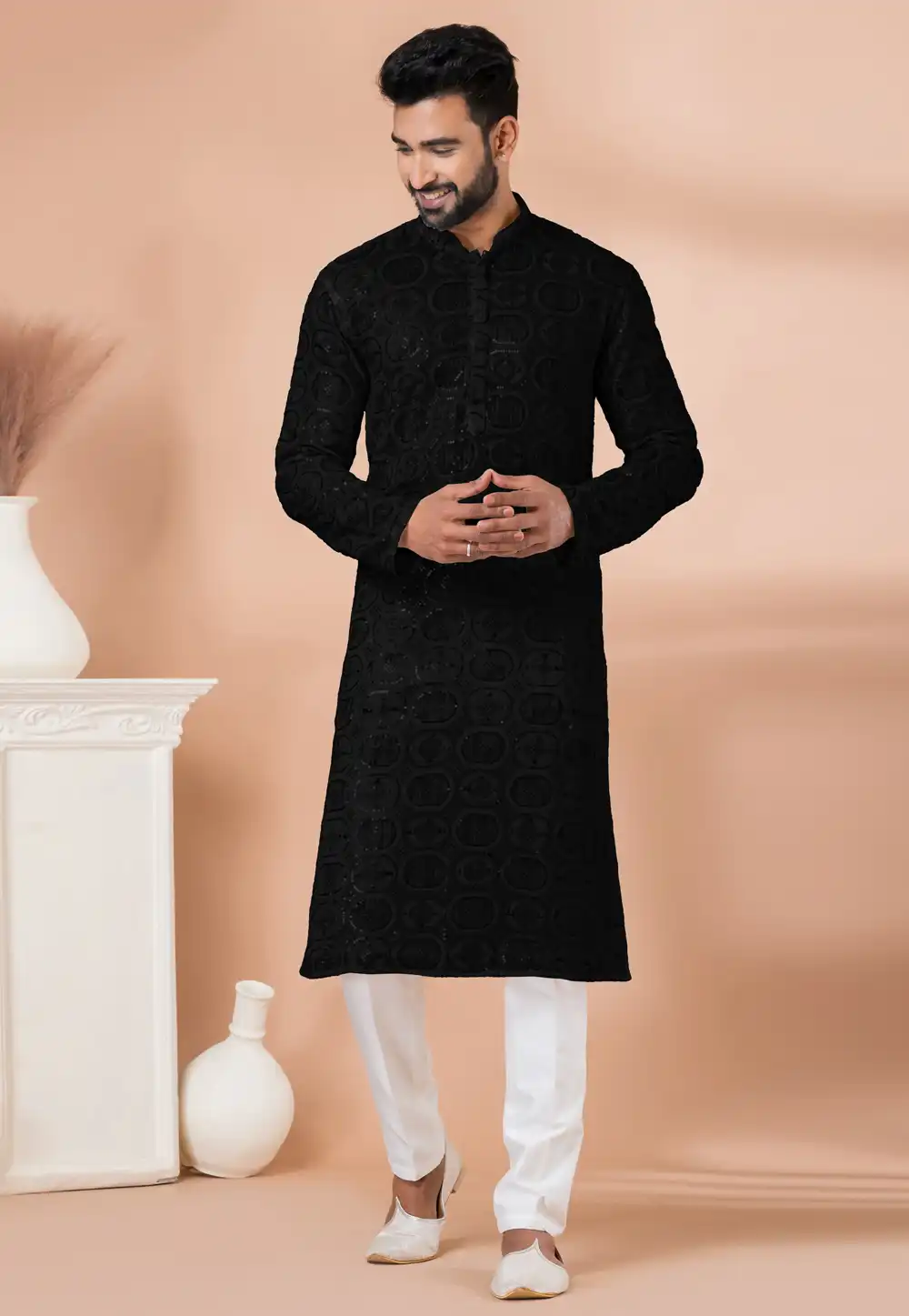 Black Georgette Kurta Pajama 292201