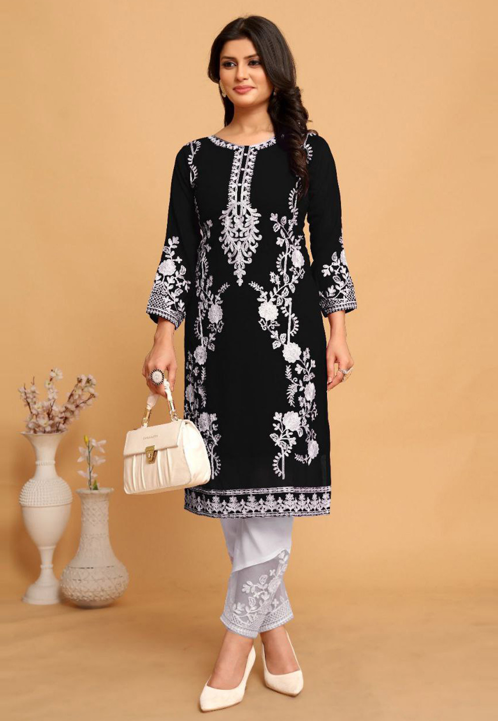 Black Georgette Kurta Set With Pant 306236