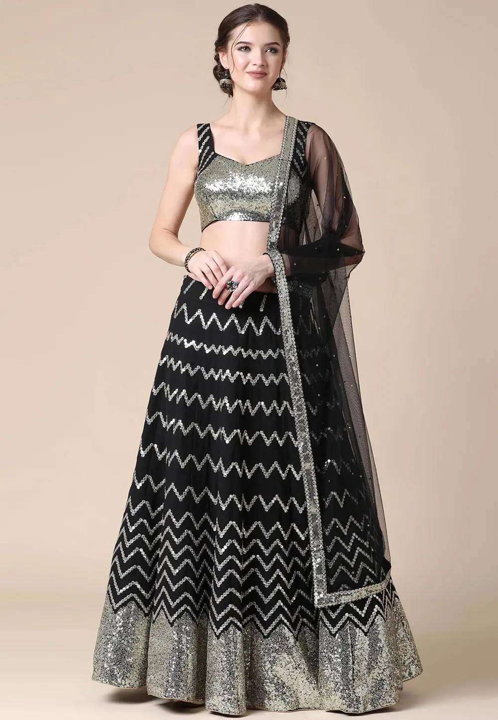 Black Georgette Lehenga Choli 301138