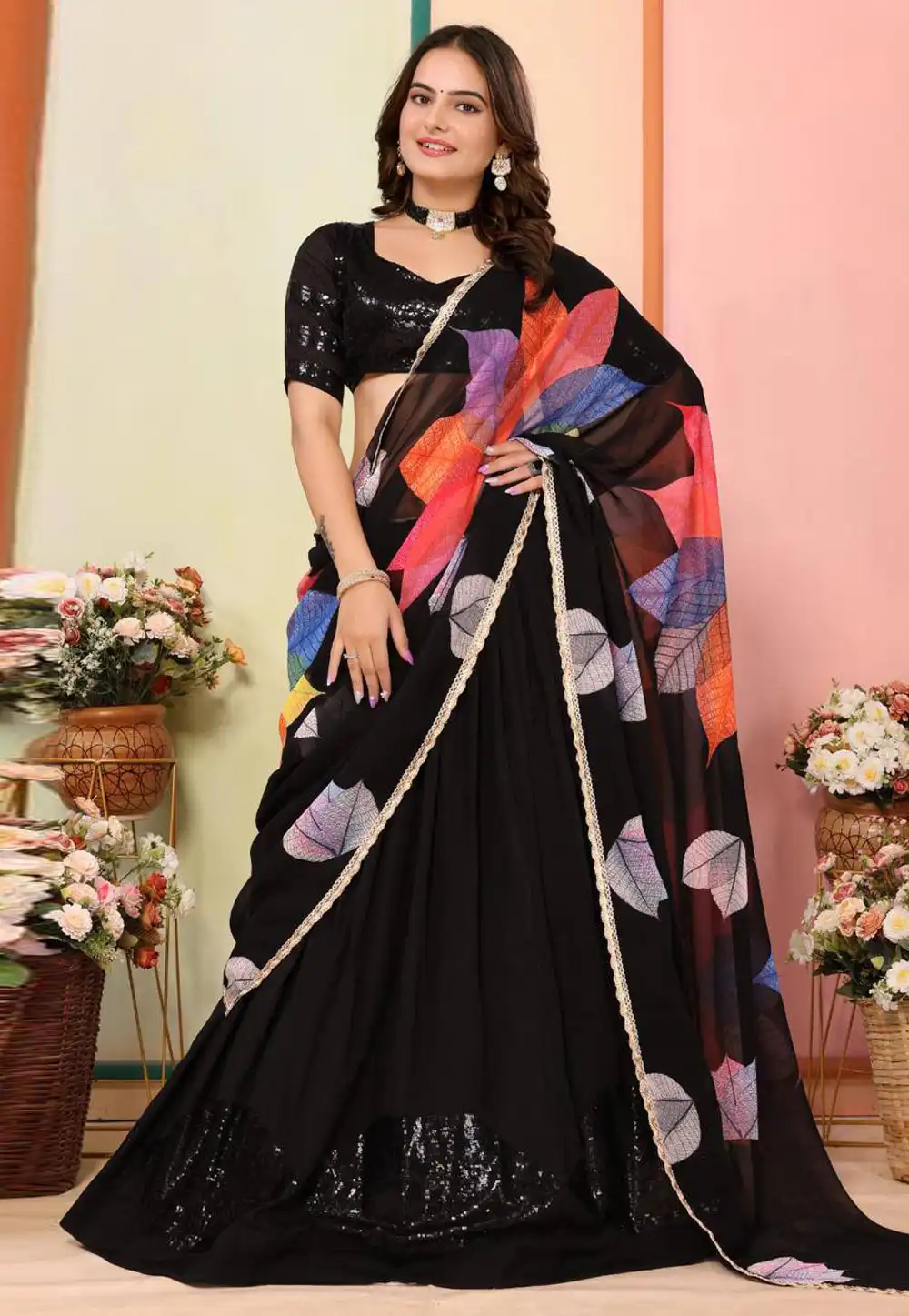 Black Georgette Lehenga Choli 291412