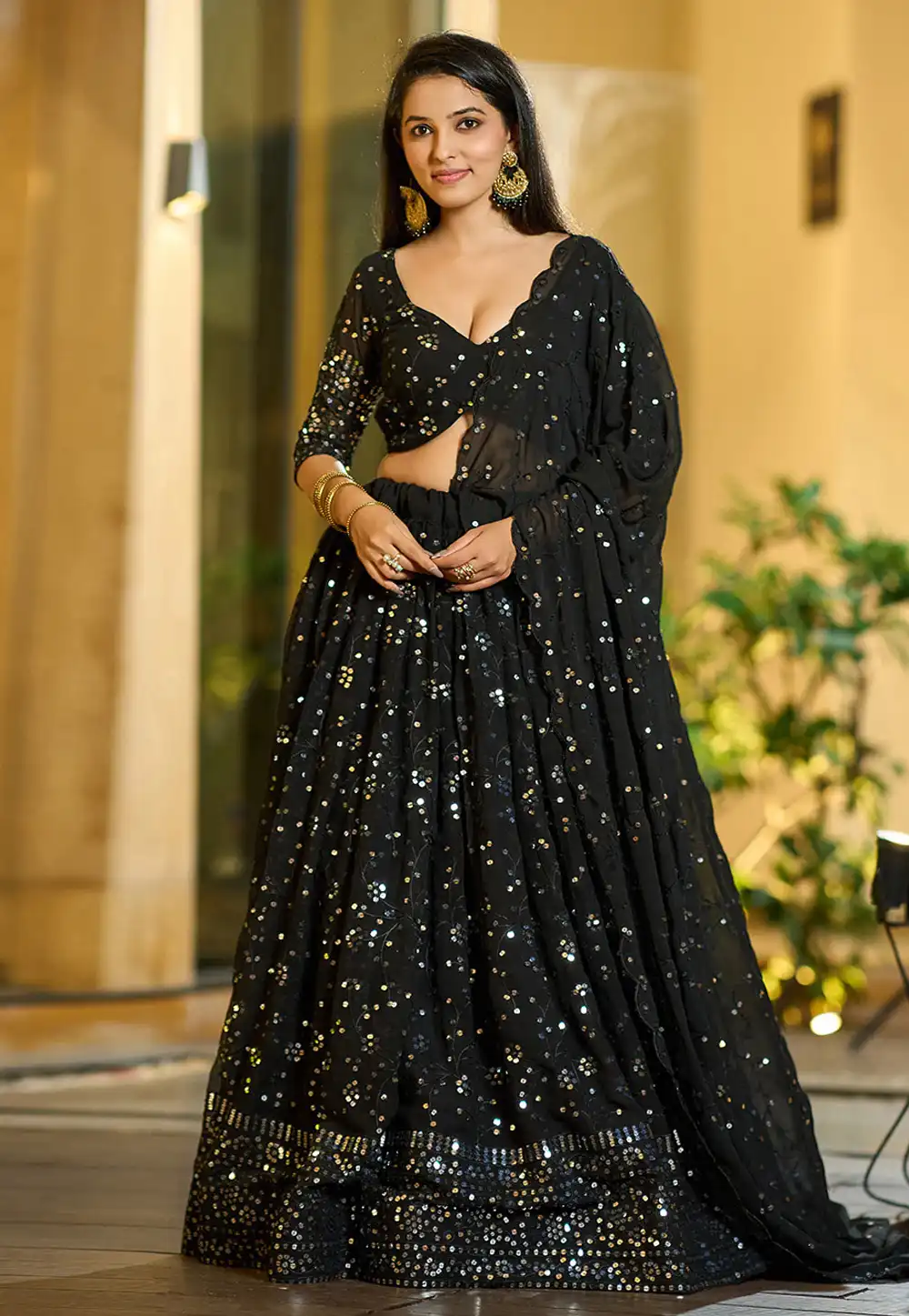 Black Georgette Lehenga Choli 293978