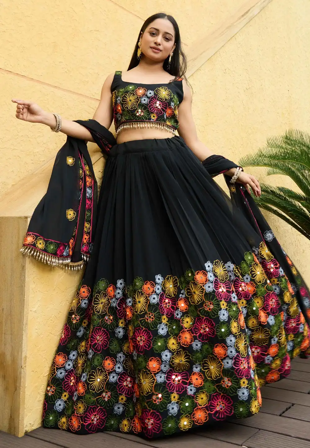 Black Georgette Navratri Chaniya Choli 291678