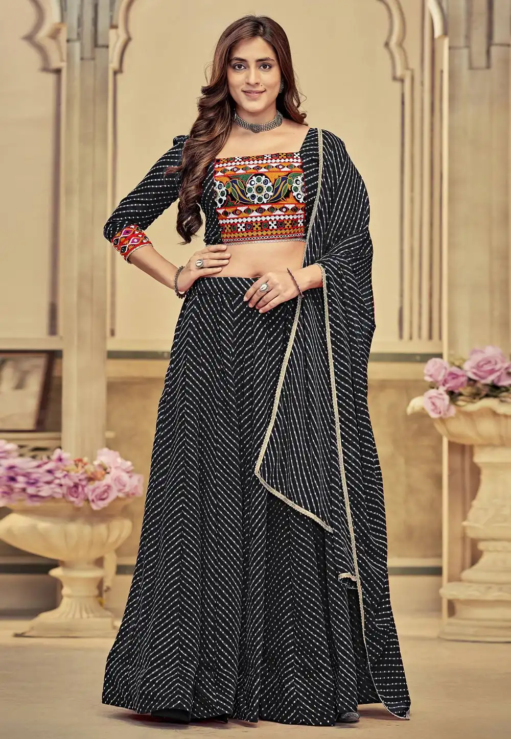 Black Georgette Navratri Chaniya Choli 290776