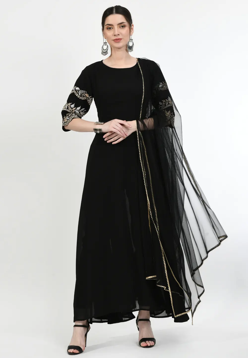 Black Georgette Readymade Anarkali Suit 299400