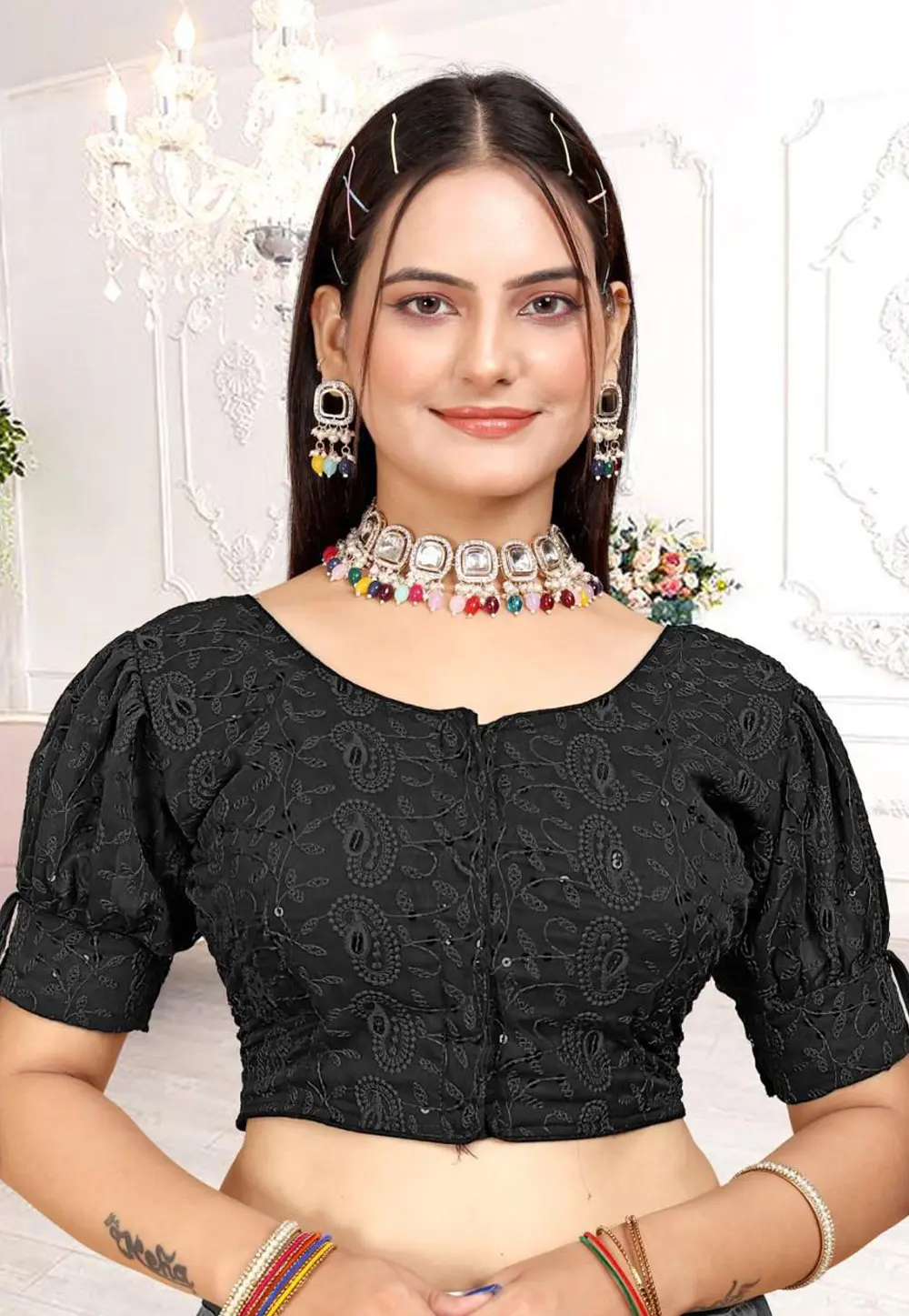 Black Georgette Readymade Blouse 304251