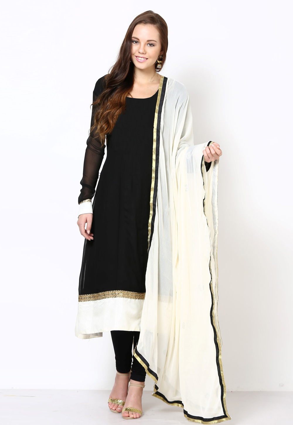 Black Georgette Readymade Churidar Suit 310049