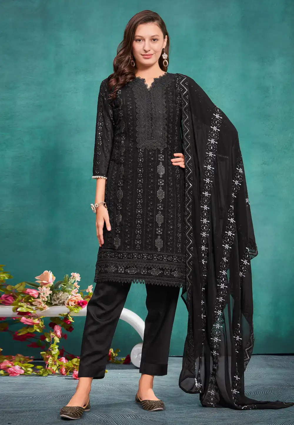 Black Georgette Readymade Pakistani Suit 290521