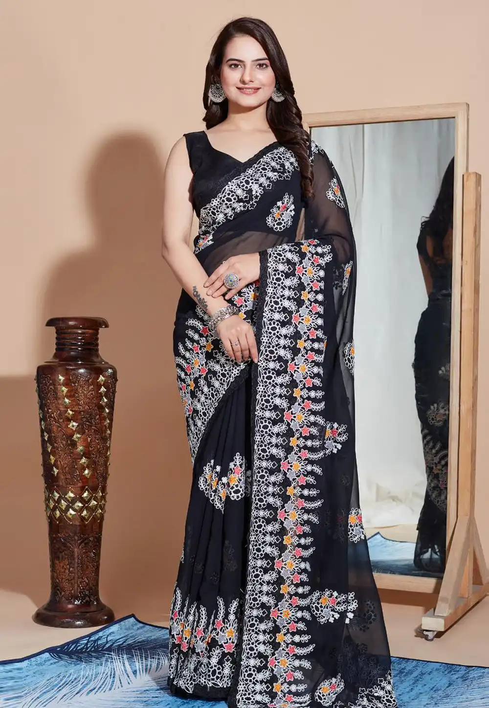 Black Georgette Saree With Blouse 289783