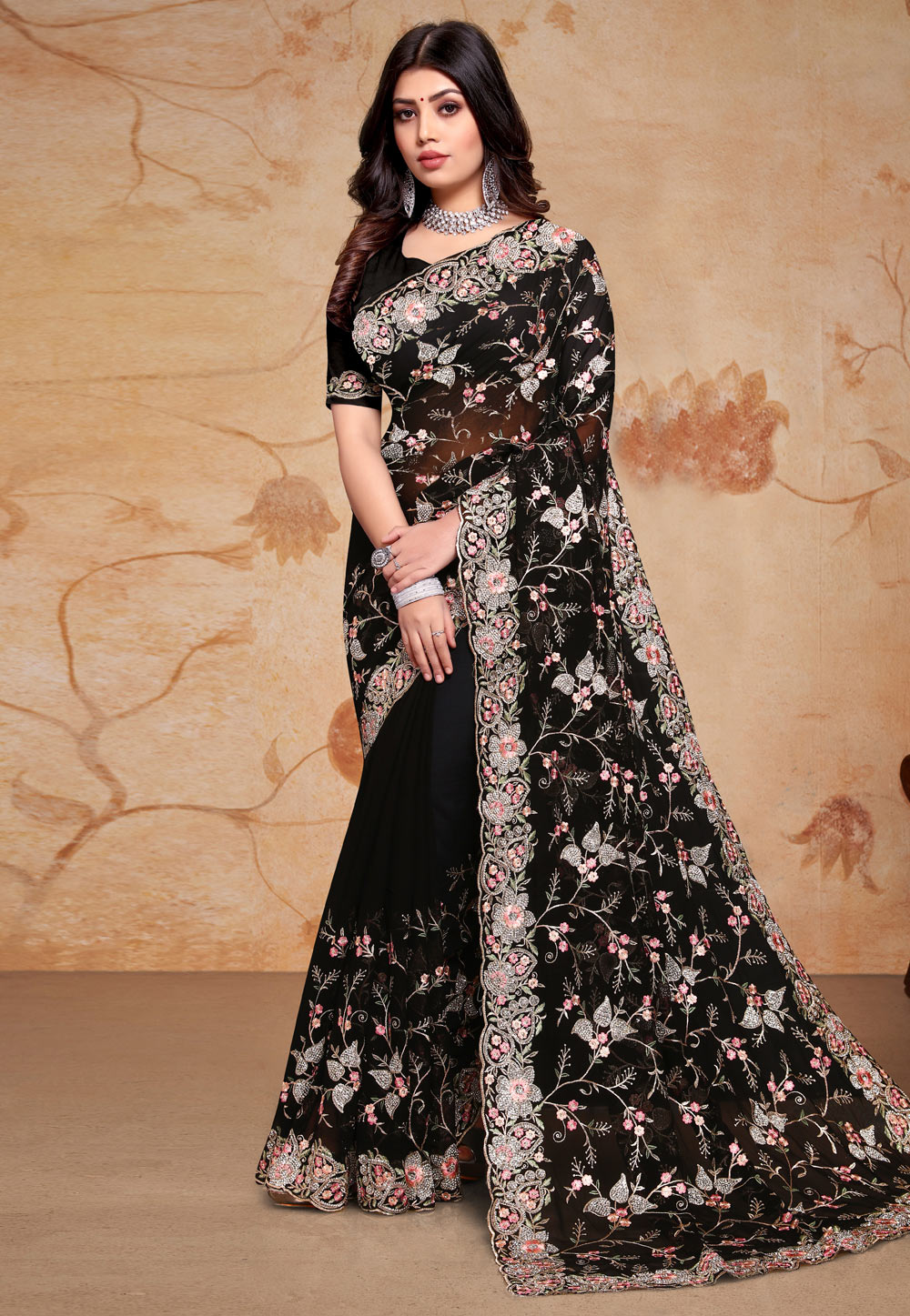 Black Georgette Saree With Blouse 283244
