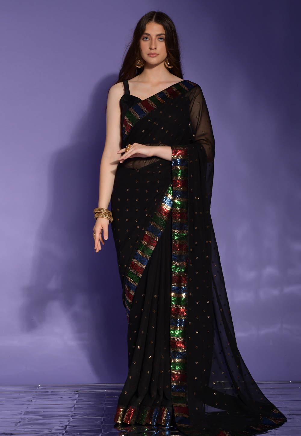 Black Georgette Saree With Blouse 278124