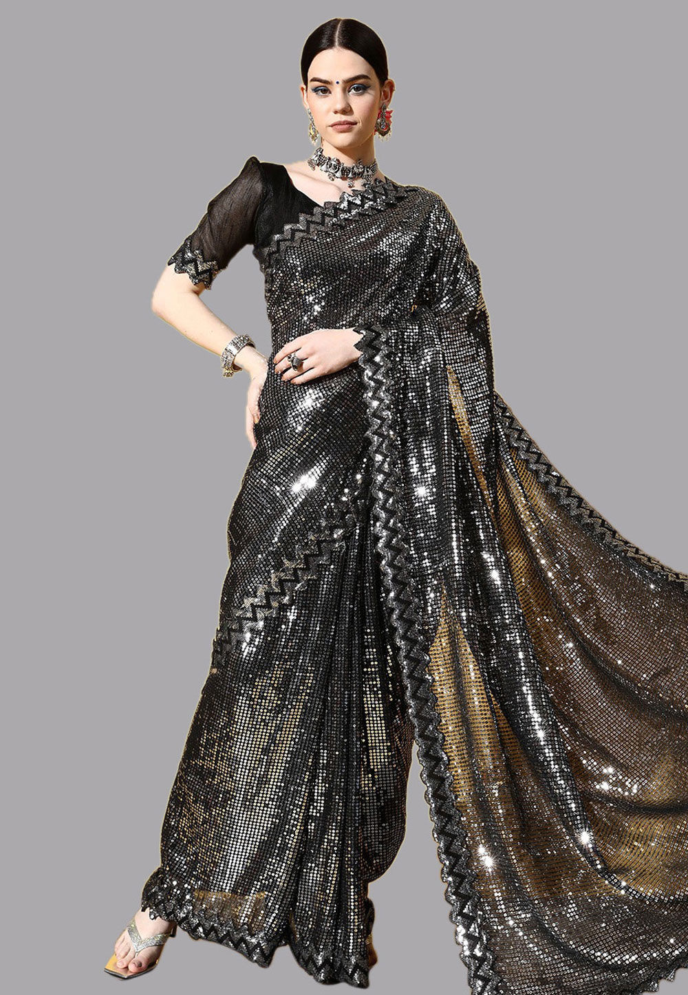 Black Georgette Saree With Blouse 278131