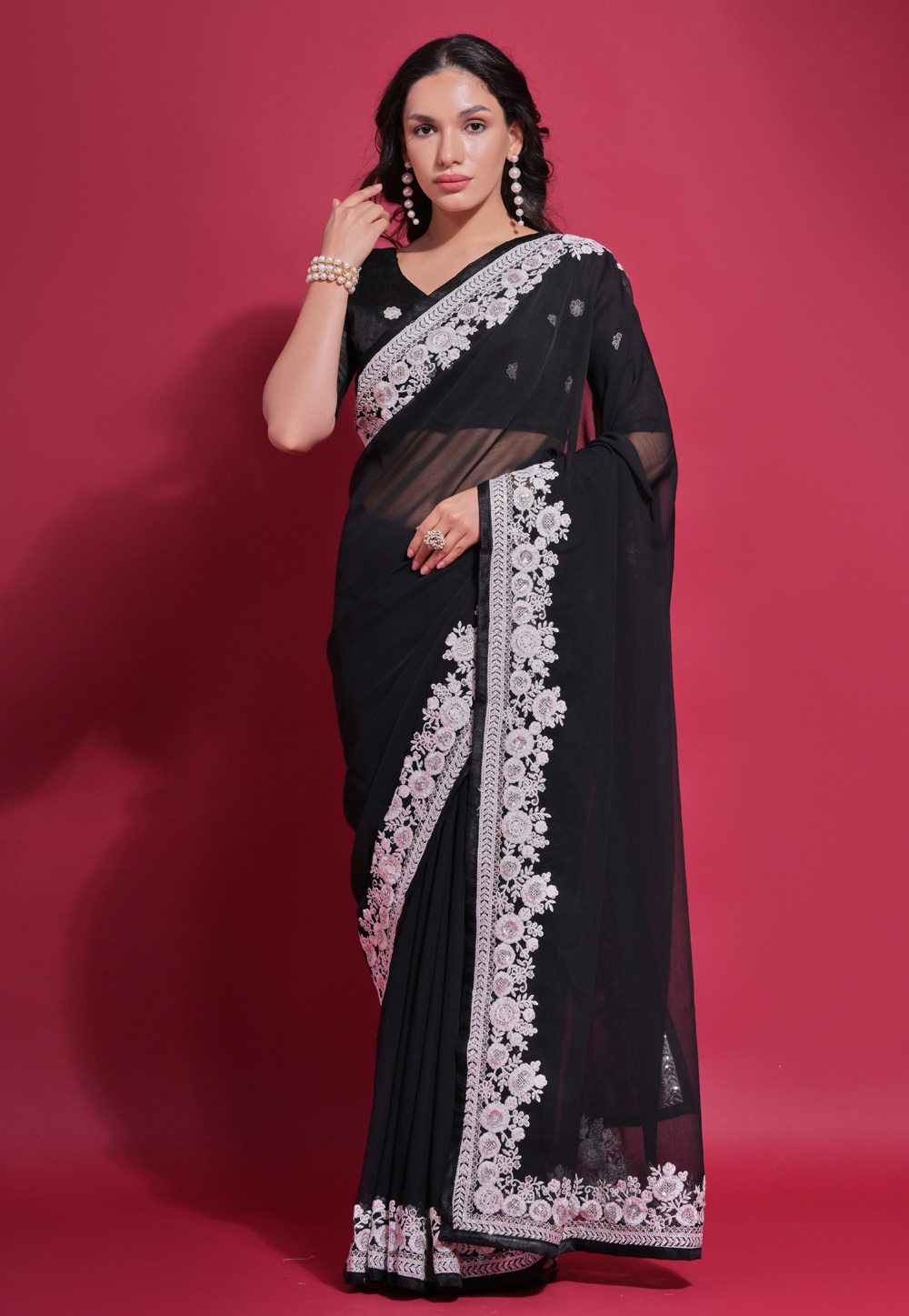 Black Georgette Saree With Blouse 281751