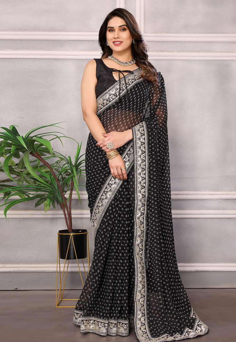 Black Georgette Saree With Blouse 285945