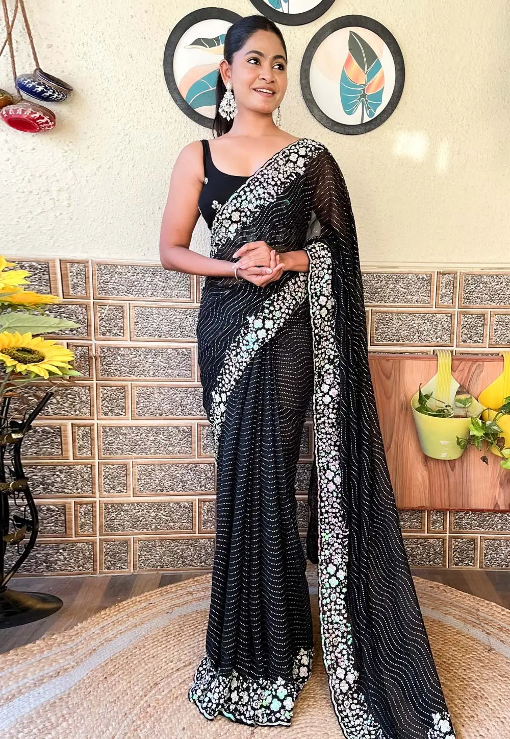 Black Georgette Saree With Blouse 295489