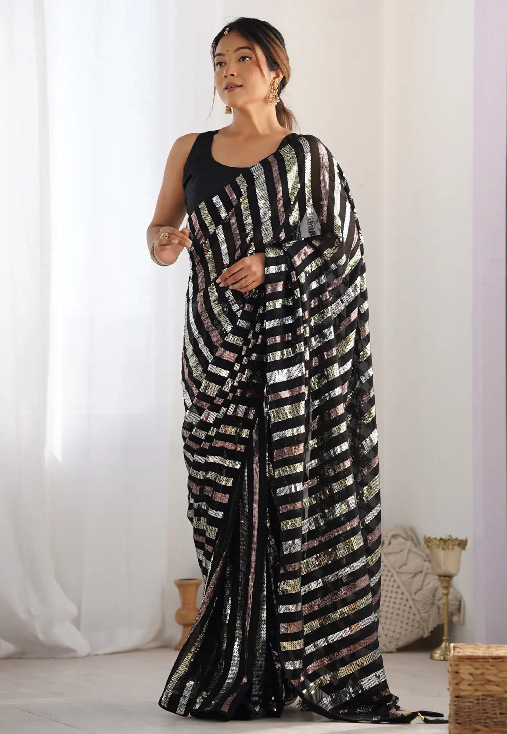 Black Georgette Saree With Blouse 301547