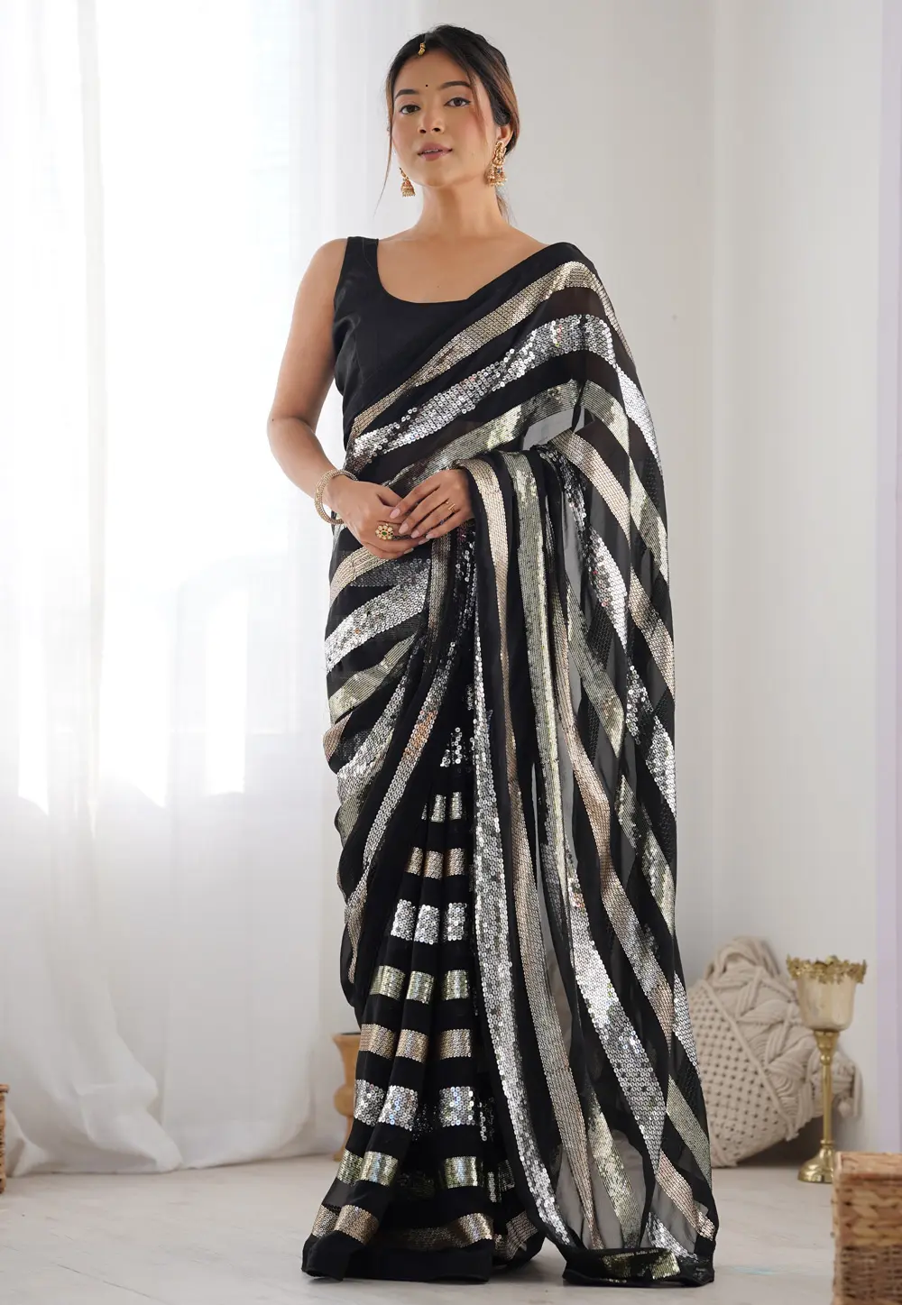 Black Georgette Saree With Blouse 301548