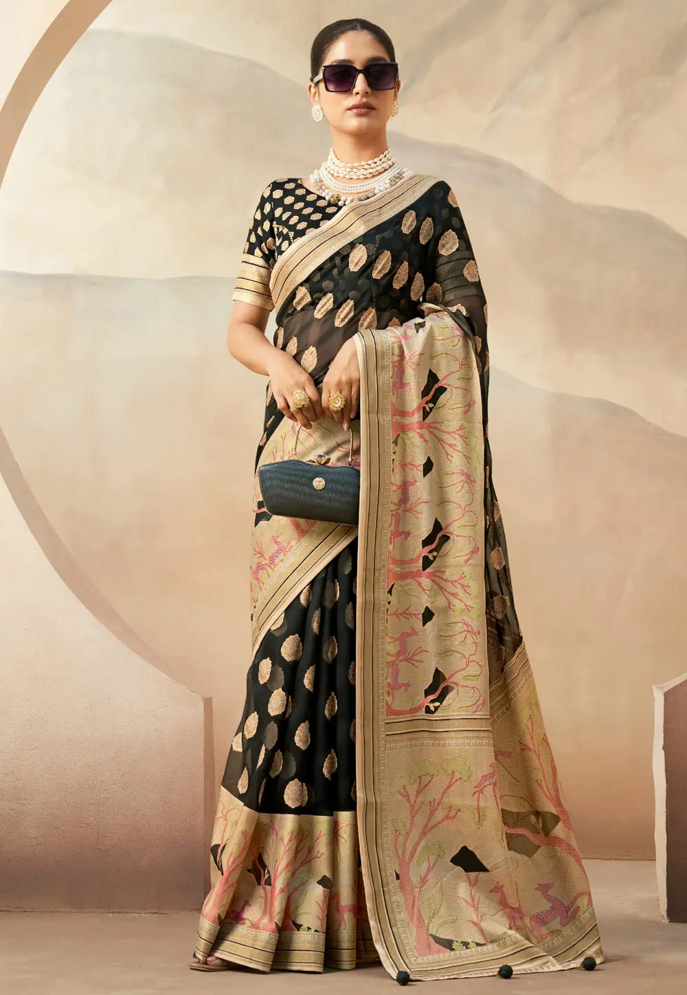 Black Georgette Saree With Blouse 301701