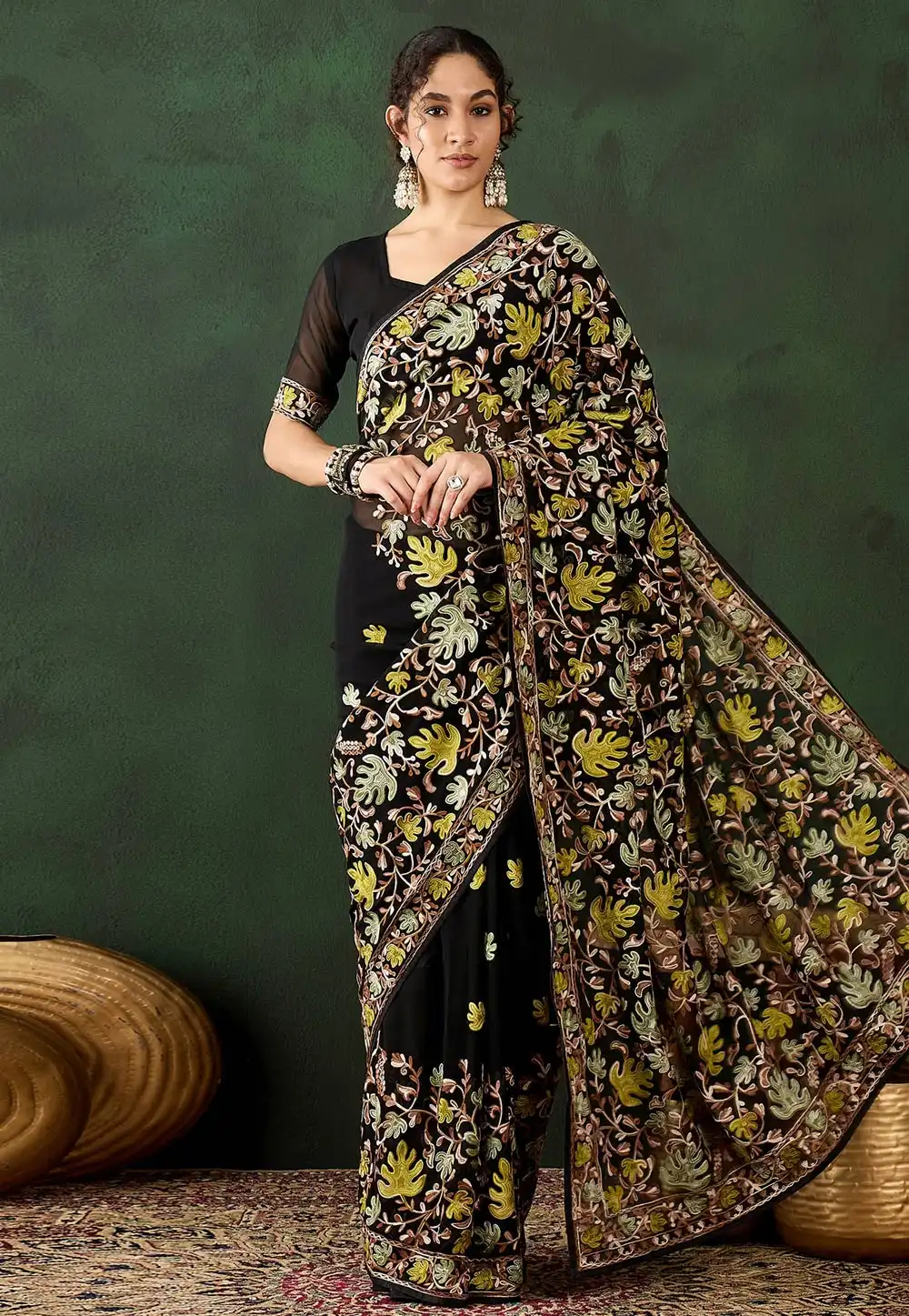 Black Georgette Saree With Blouse 294307