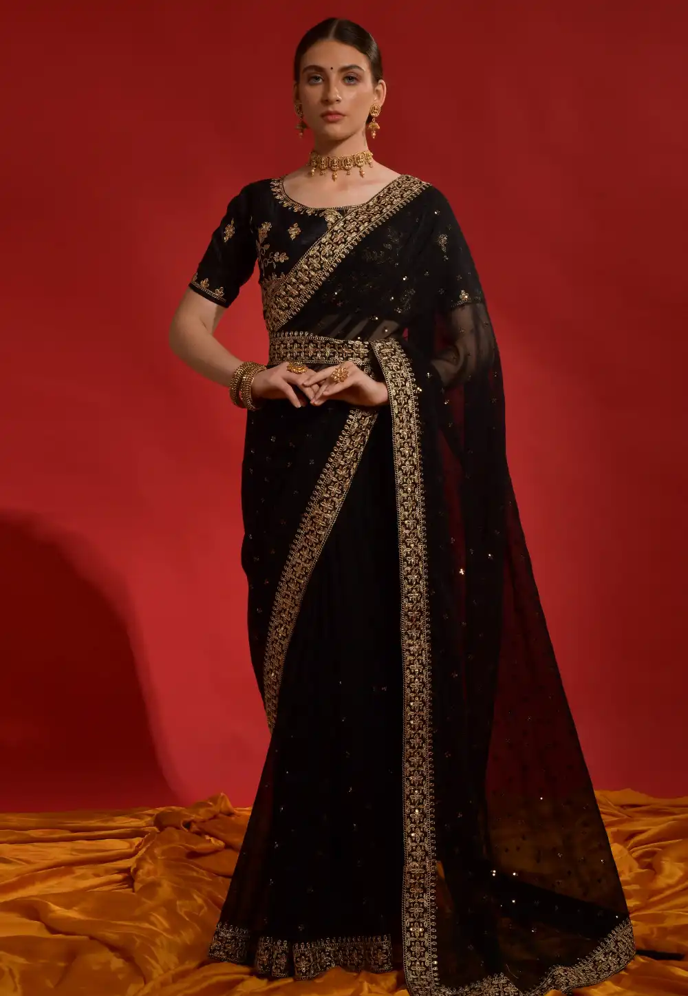 Black Georgette Saree With Blouse 291477