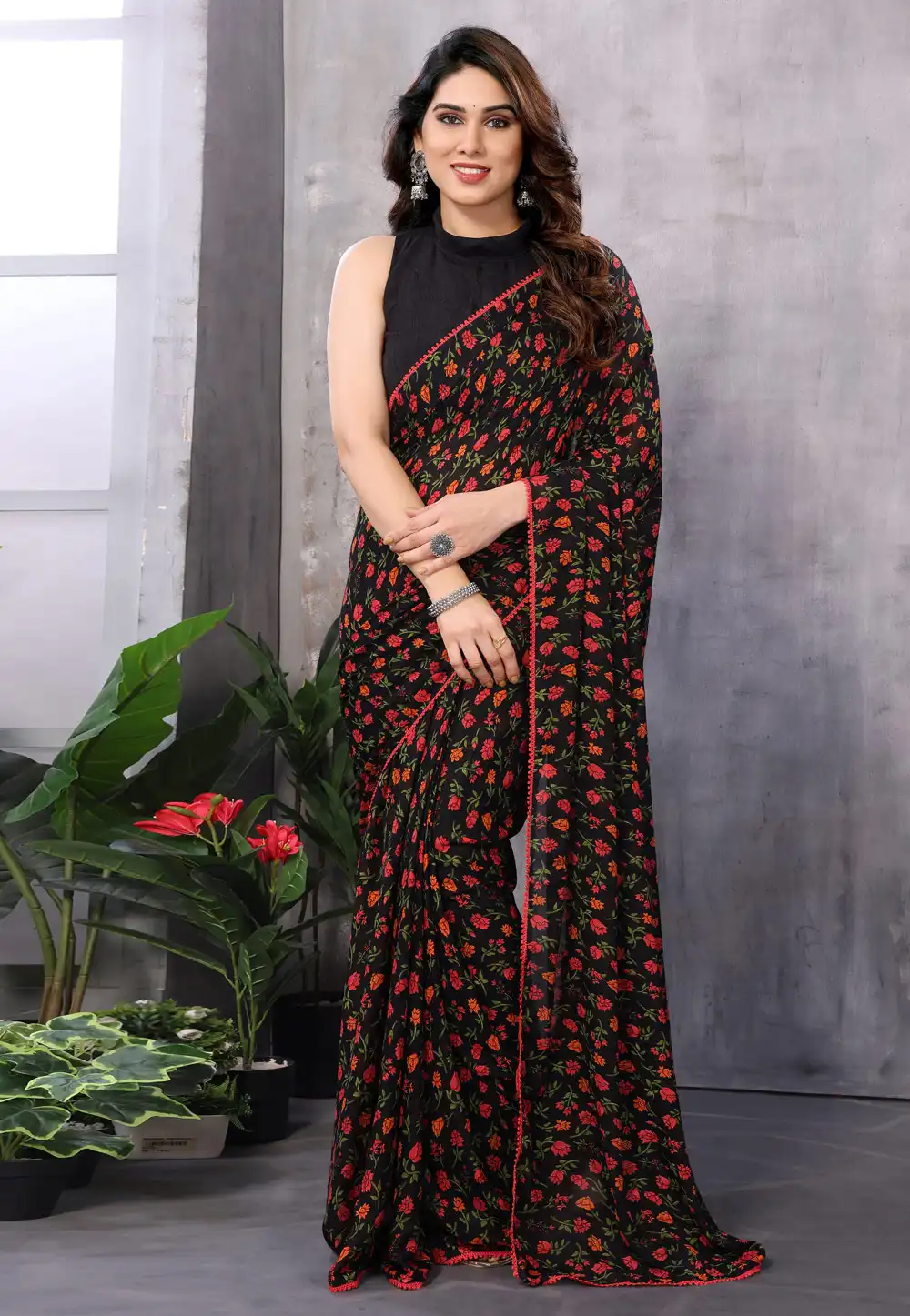 Black Georgette Saree With Blouse 291769