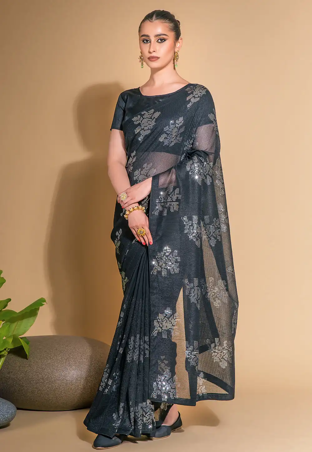 Black Georgette Saree With Blouse 291490