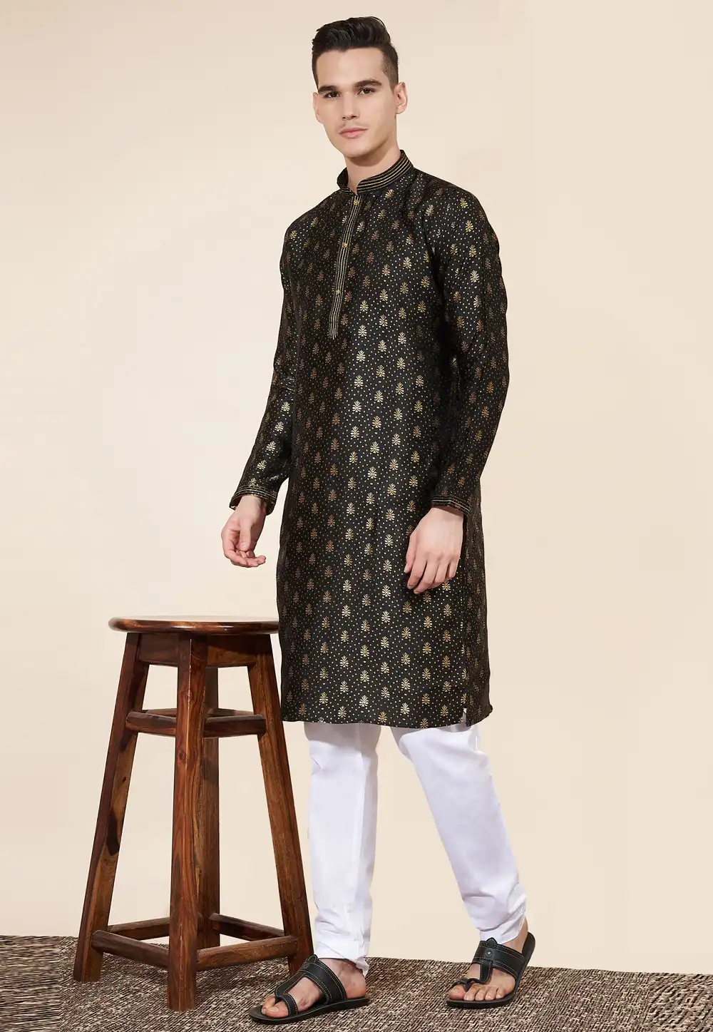 Black Jacquard Kurta Pajama 287877