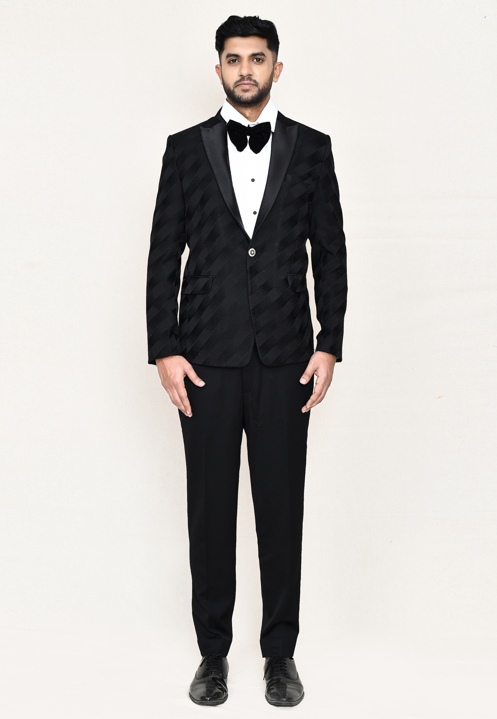 Black Jacquard Tuxedos Suit 306114