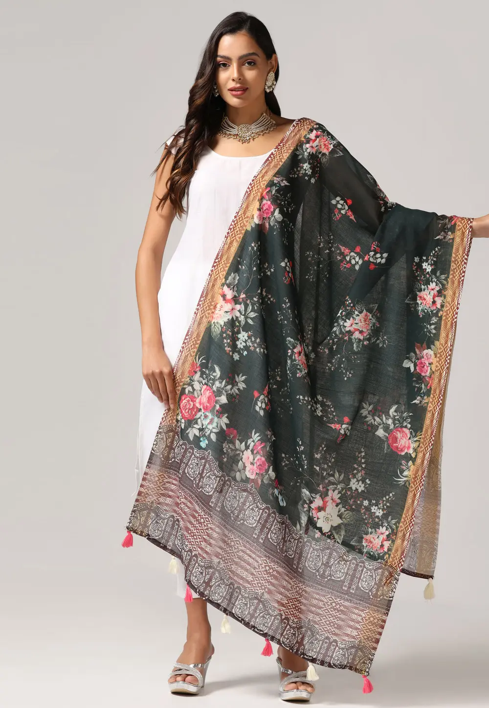 Black Linen Dupatta 303722