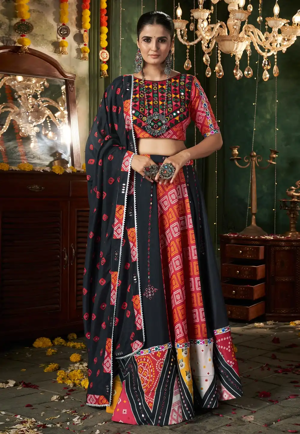 Black Muslin Navratri Chaniya Choli 291440