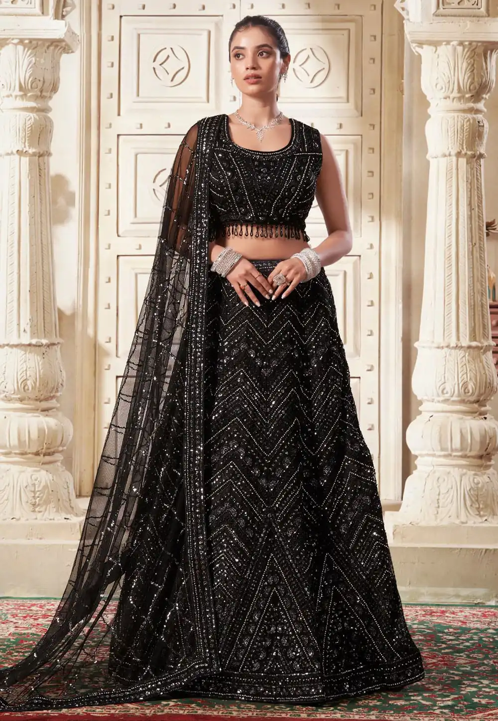 Black Net Lehenga Choli 293435