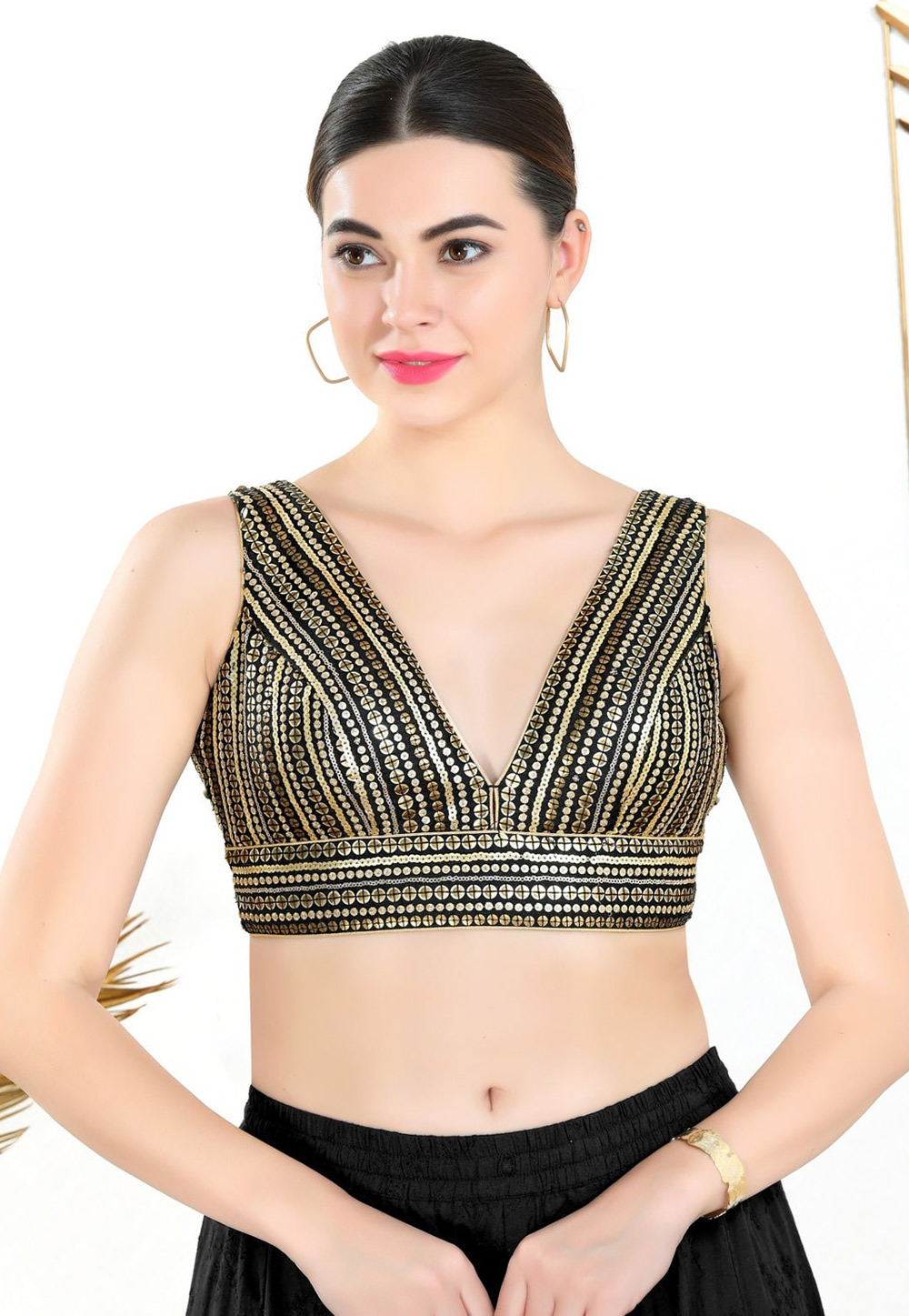 Black Net Readymade Blouse 310661