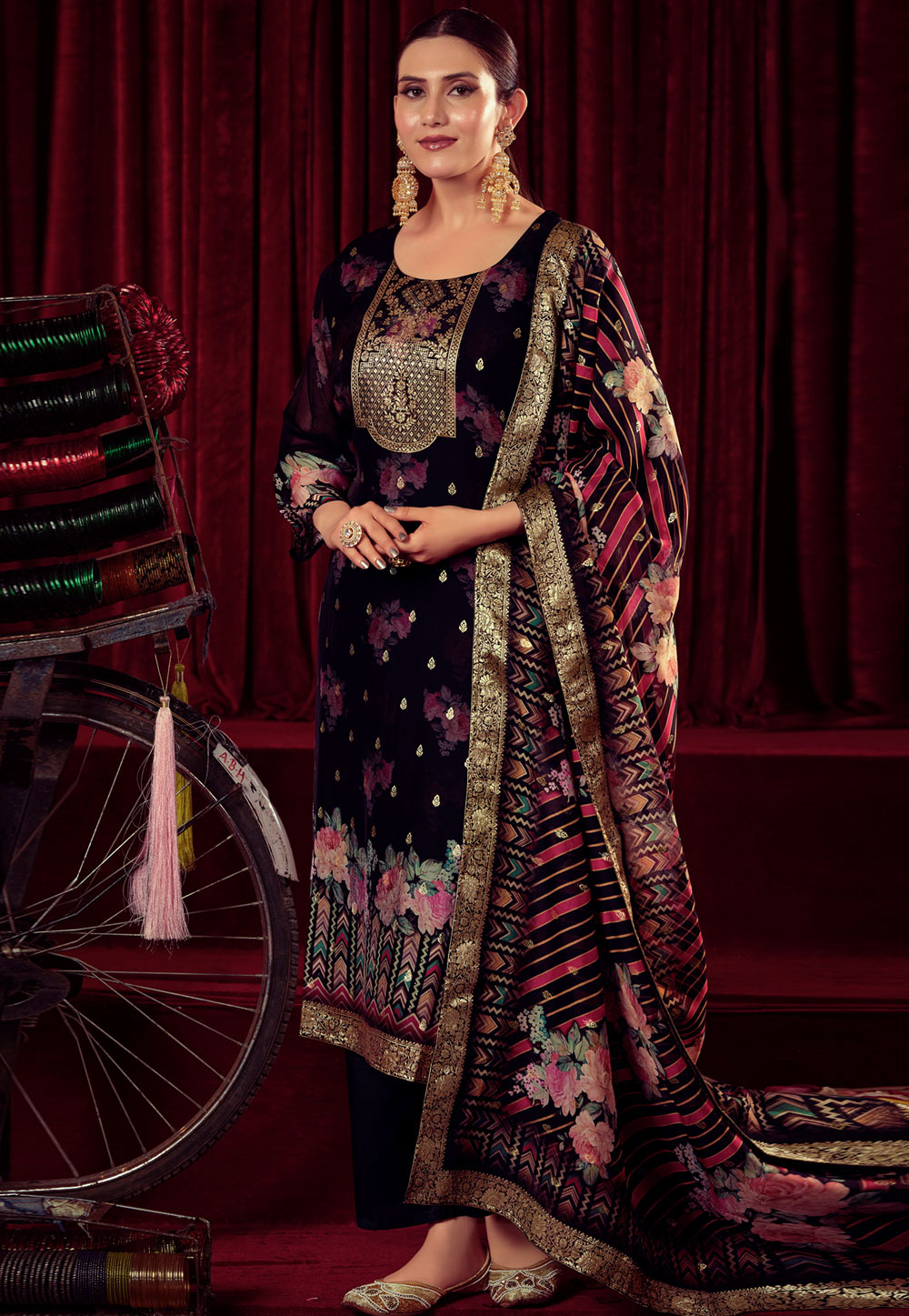 Black Organza Pakistani Suit 309929