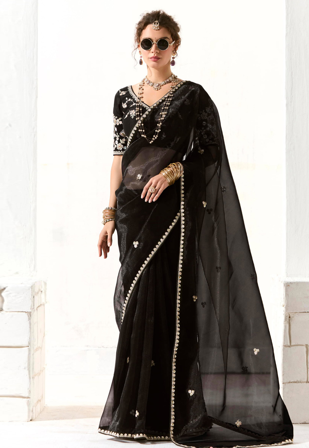 Black Organza Saree With Blouse 309438