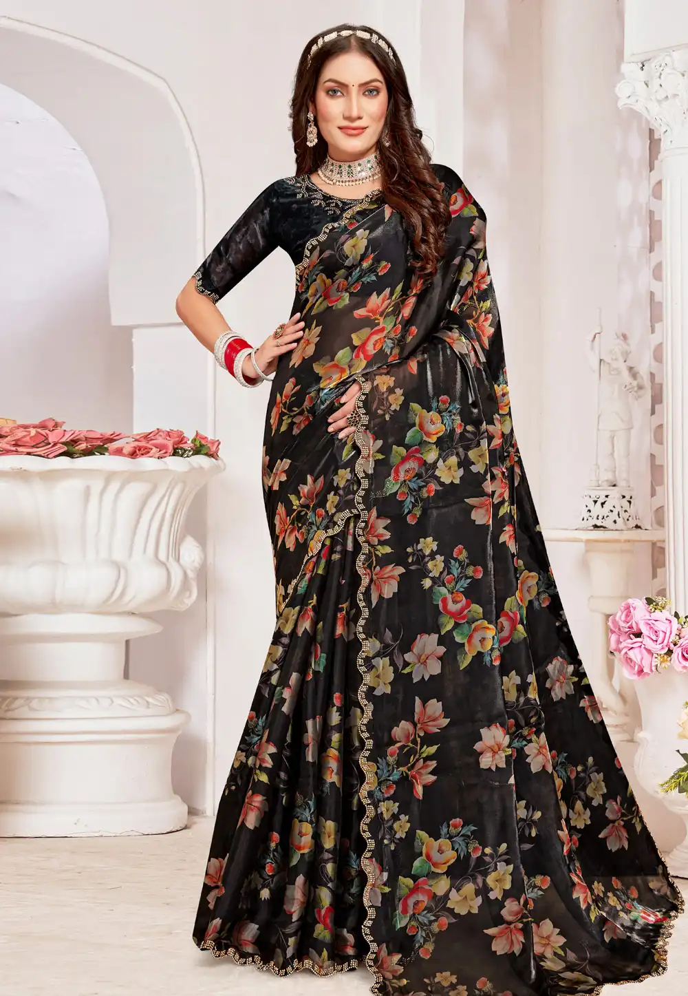 Black Organza Saree With Blouse 293065