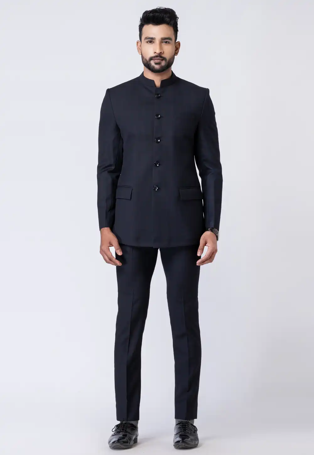 Black Polyester Jodhpuri Suit 295107