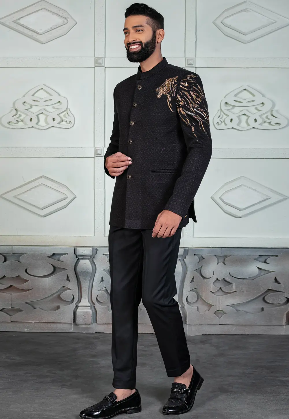 Black Rayon Jodhpuri Suit 295534