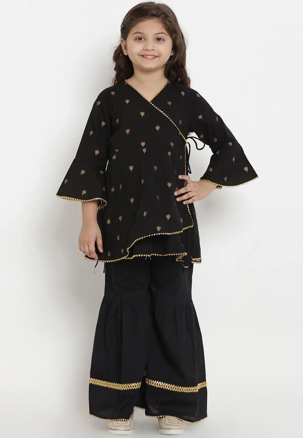 Black Rayon Kids Sharara Suit 302081