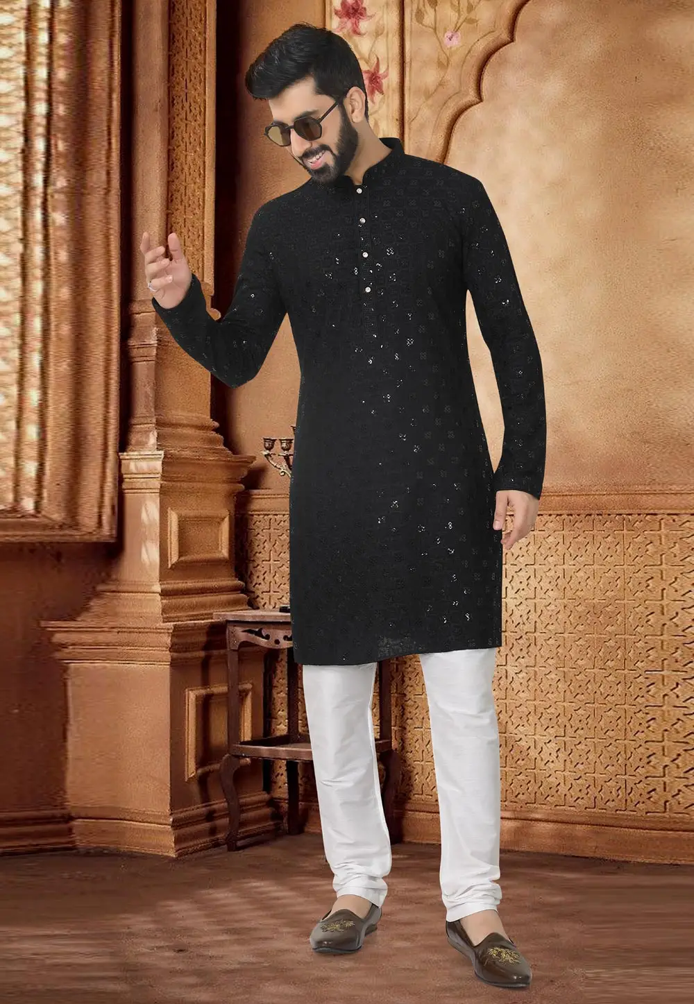 Black Rayon Kurta Pajama 296927