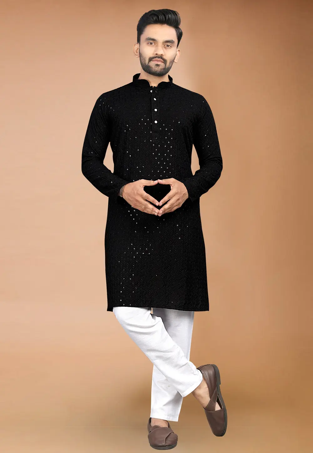 Black Rayon Kurta Pajama 301147