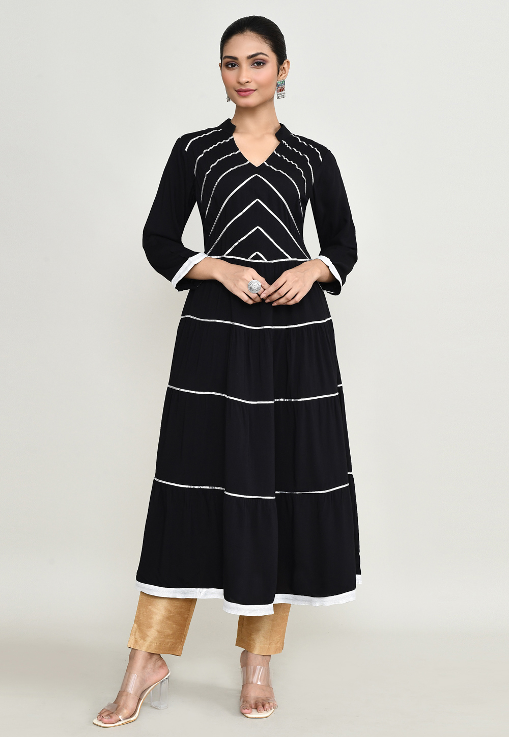 Black Rayon Kurta Set With Pant 305289