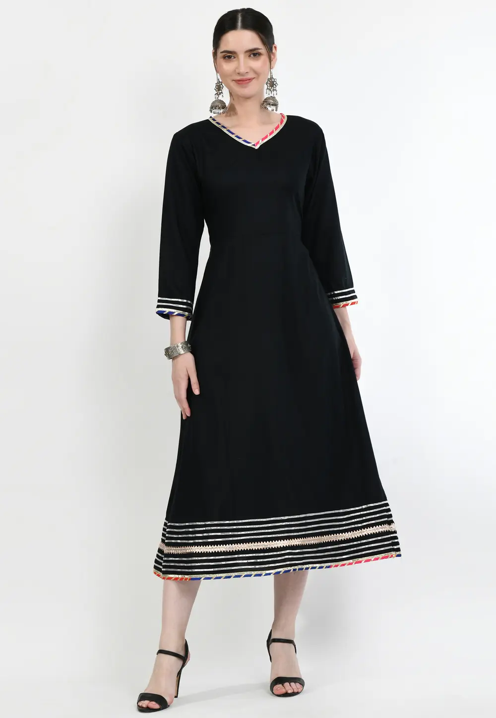 Black Rayon Long Kurti 299654