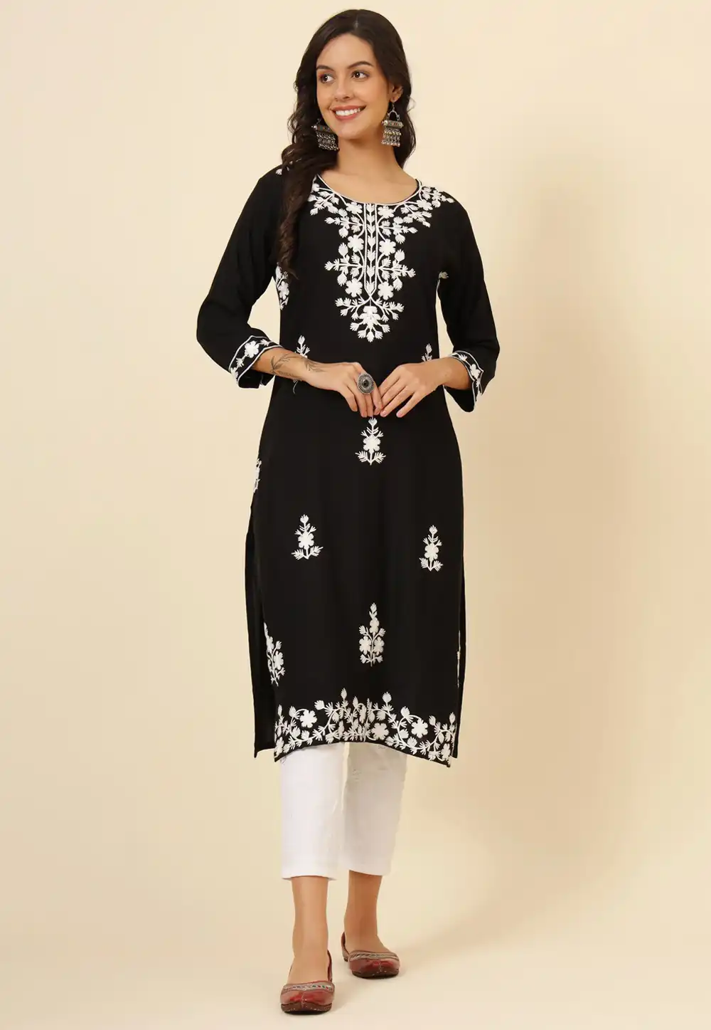 Black Rayon Long Tunic 294233