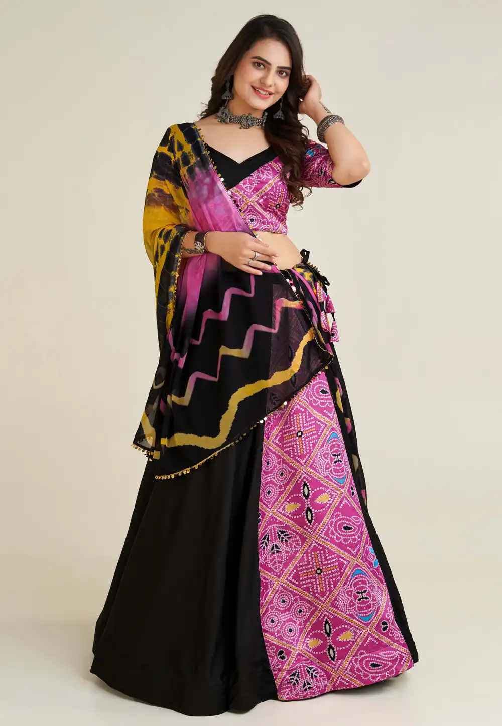 Black Rayon Navratri Chaniya Choli 291420