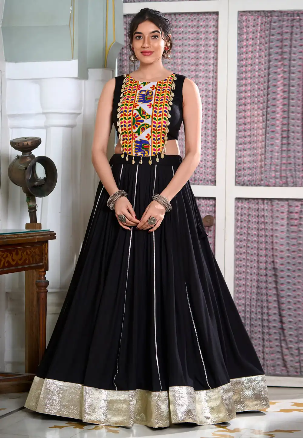 Black Rayon Navratri Chaniya Choli 292844