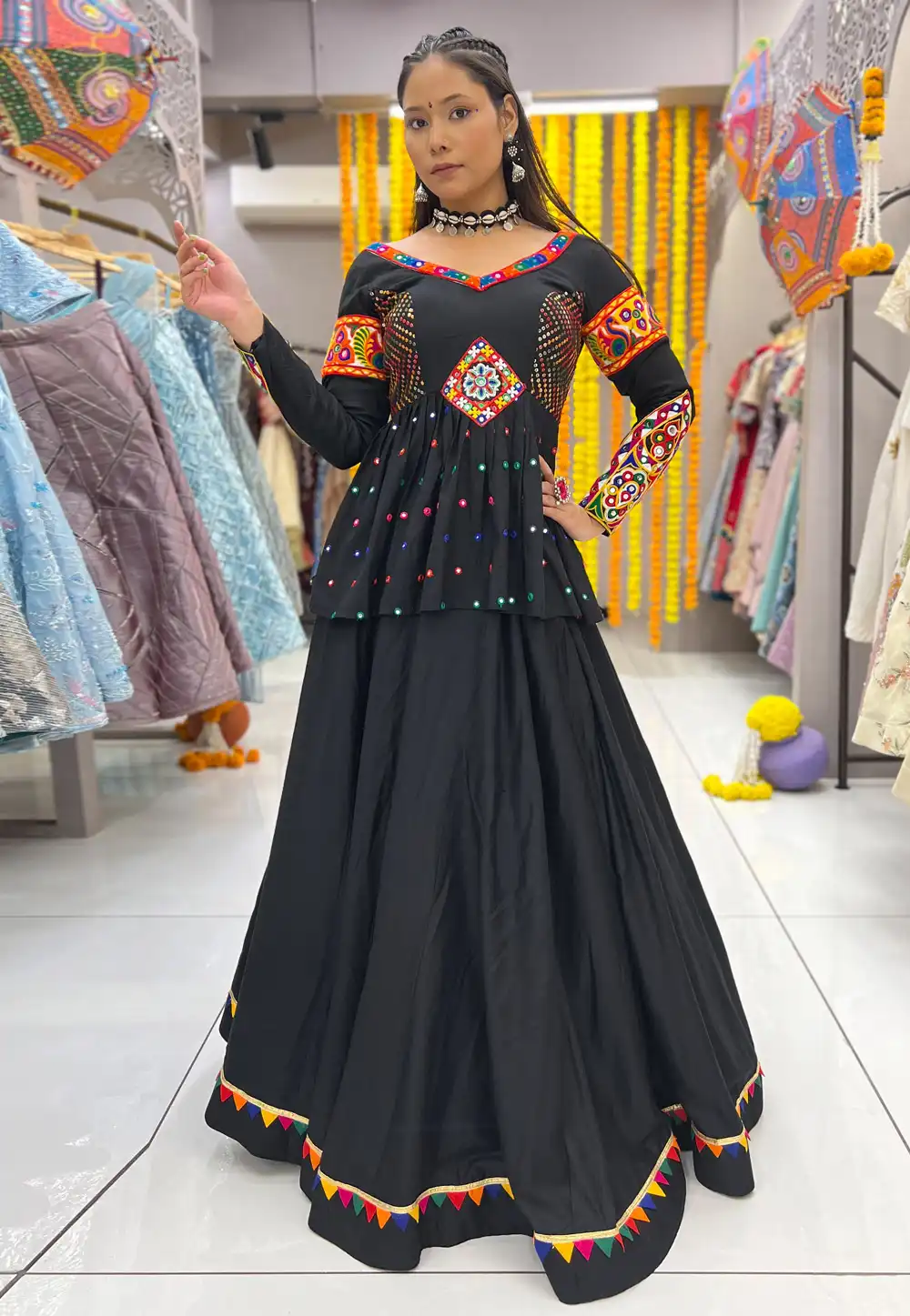 Black Rayon Navratri Chaniya Choli 292796