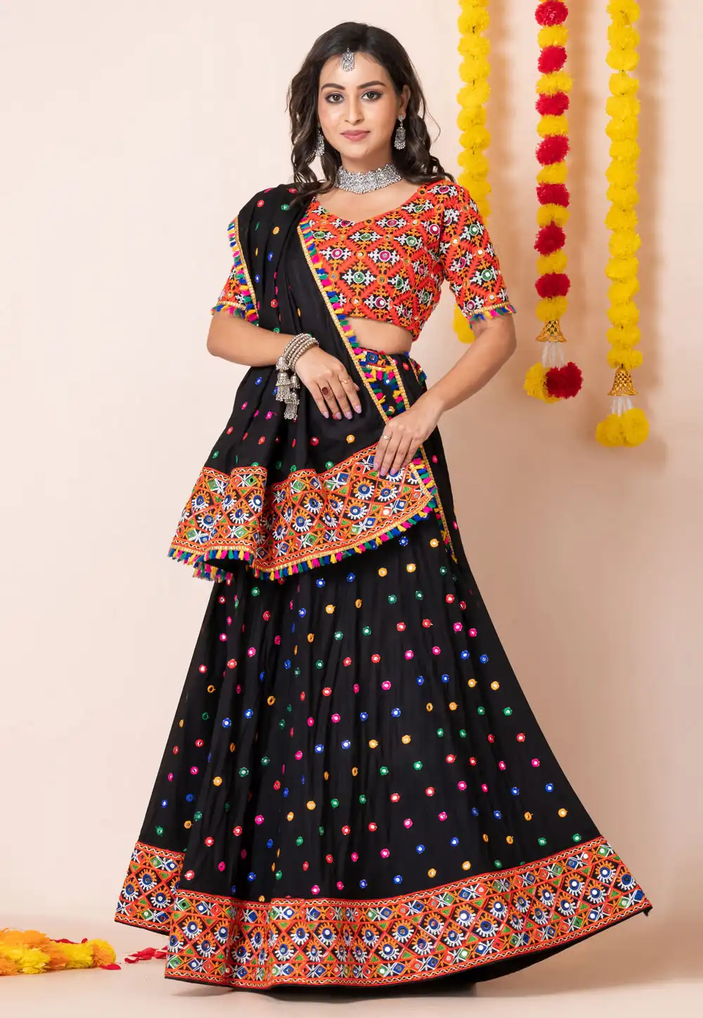 Black Rayon Navratri Chaniya Choli 292594