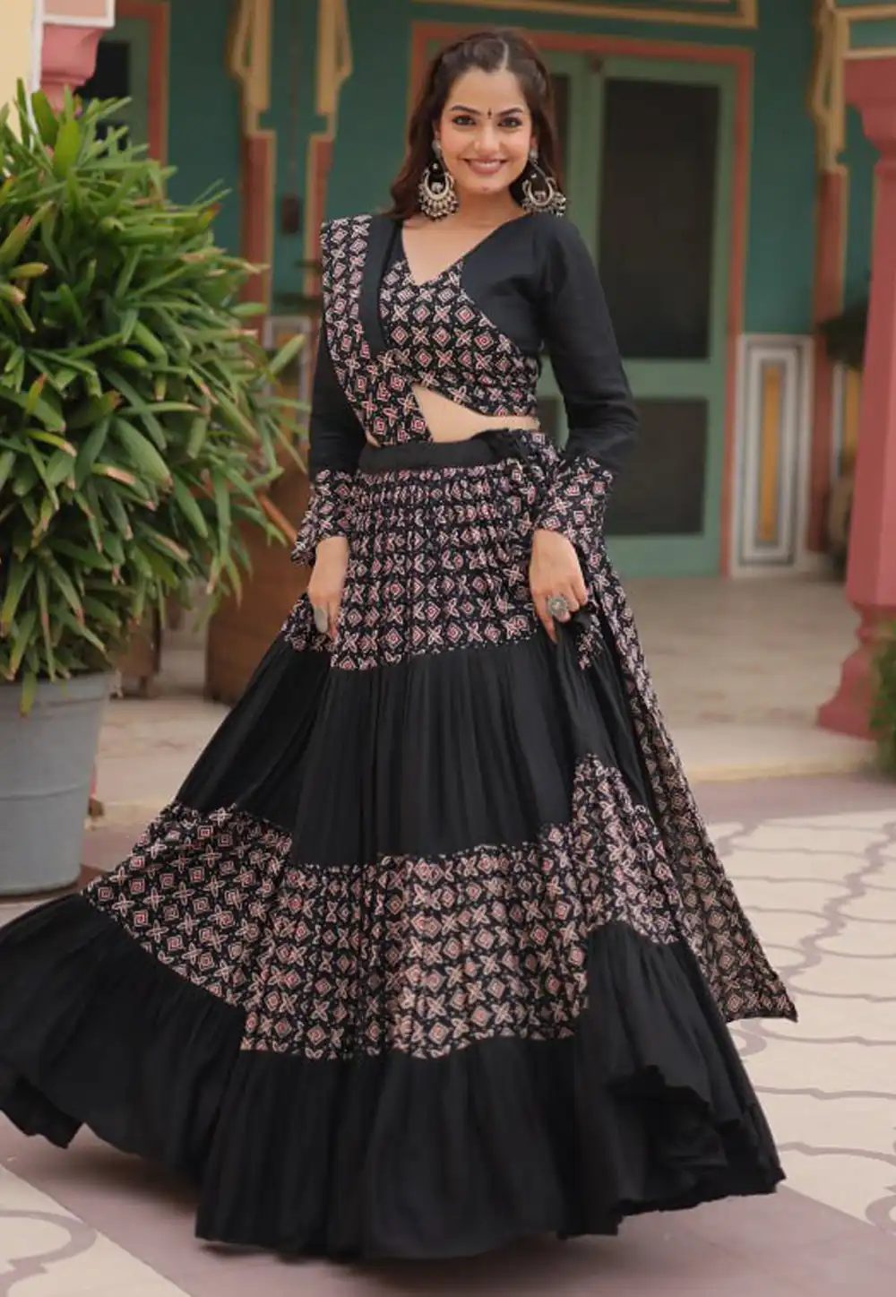 Black Rayon Navratri Chaniya Choli 293208